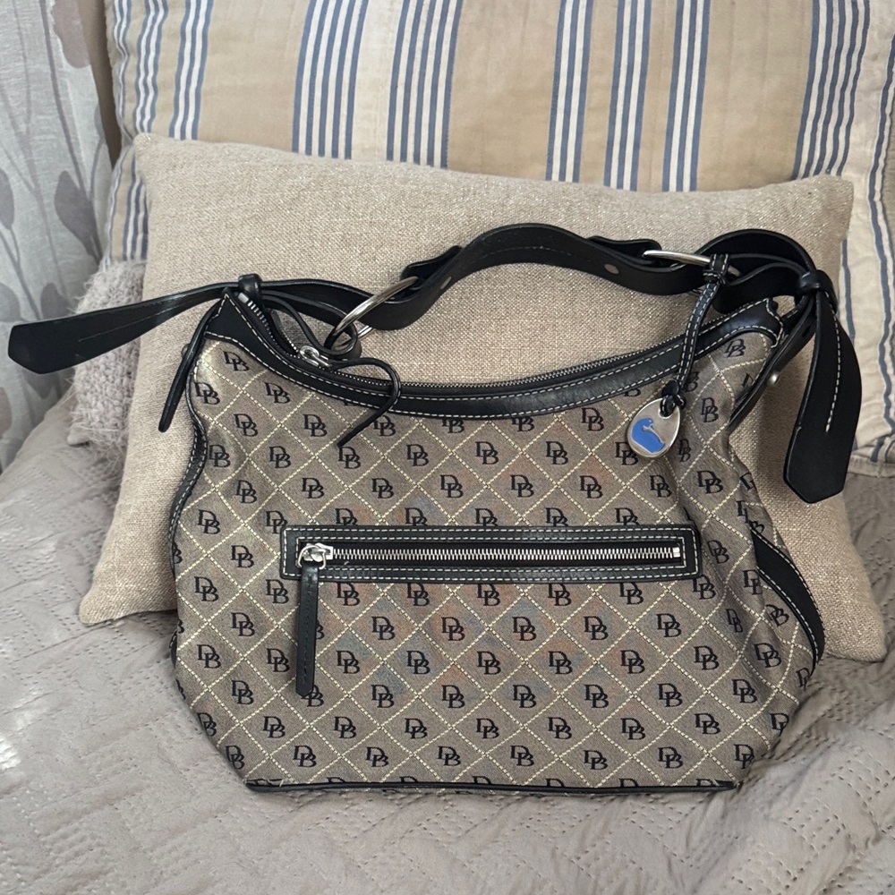 Dooney & Bourke Black and Tan Monogram Shoulder Bag